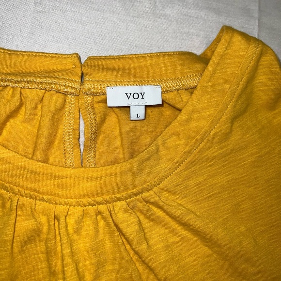 VOY Yellow Floral Puff Sleeve Top Blouse Cottagecore Boho Spring Summer - Picture 3 of 4